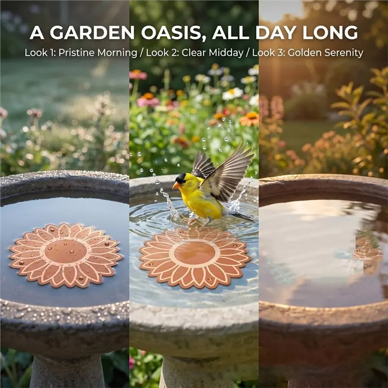3Pcs Bird Bath Copper Purification Disk Water Cleaning Discs All-Season Universal
