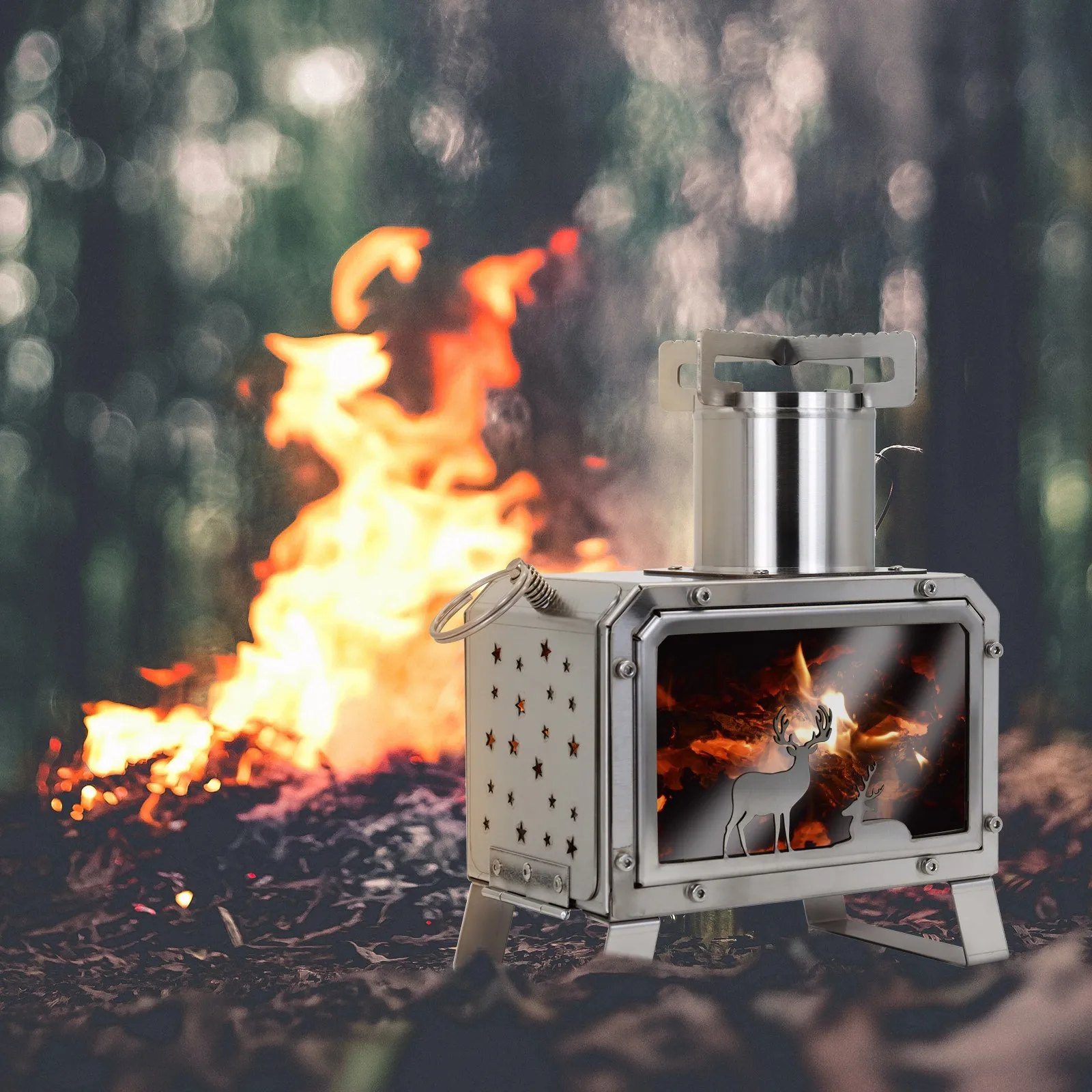 

Portable Firewood Stove Small Tabletop Wood Burner Stove Outdoor Fire Heater Stove Outdoor Camping Backpacking BBQ Hiking Picnic