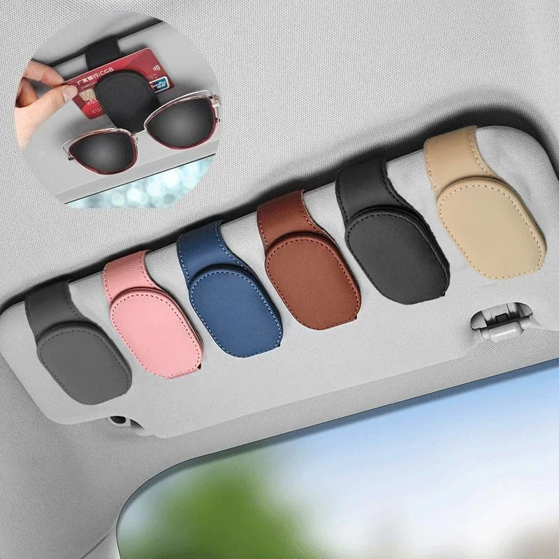 Universal Car Glasses Case Sunglasses Clip Card Ticket Holder Stand Fastener Pen Eyeglasses Case Car Accessories