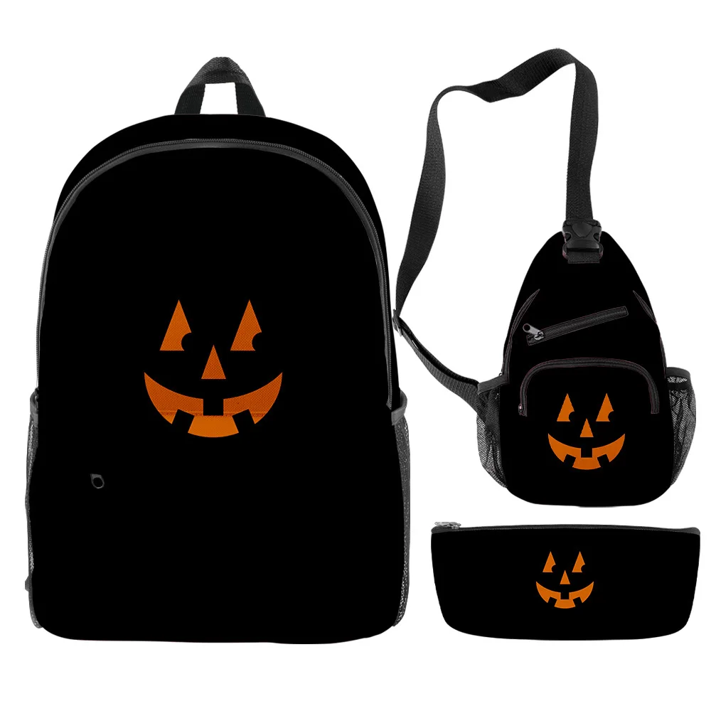 

Hip Hop Popular Funny Happy Halloween 3D Print 3pcs/Set pupil School Bags Travel Laptop Backpack Chest Bag Pencil Case