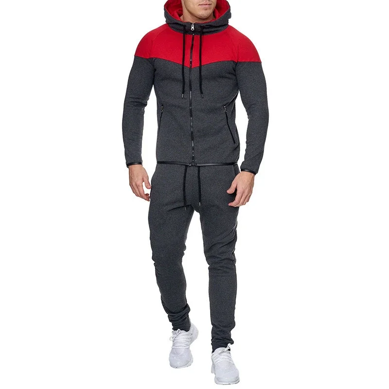 New Mens Tracksuits Casual Sweatpants Printing Zipper Hooded Sweatshirt fashion Versatile Coat Outdoors Jogging Sports Clothing