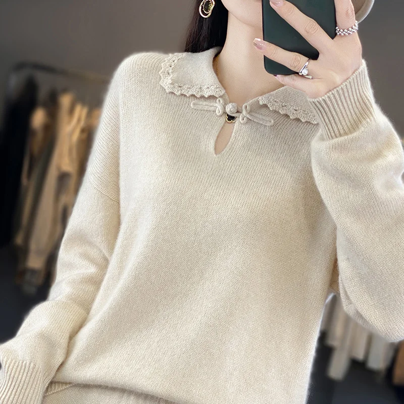 

Women Sweaters Hot Sales With Free Shipping 2023 Clothing Pullovers Autumn/Winter 100% Cashmere And Wool Knit Long Sleeve NJ01