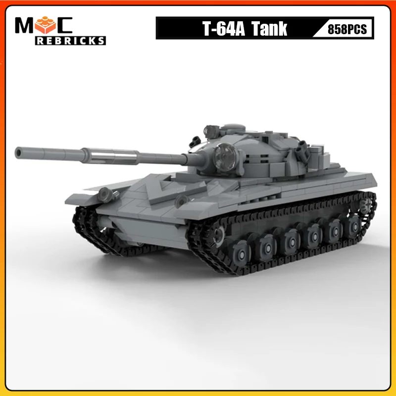 Military Series T-64A Main Battle Tank Model Army Armed Forces Vehicles Building Blocks Set Bricks DIY Creative Kid Puzzle Toys