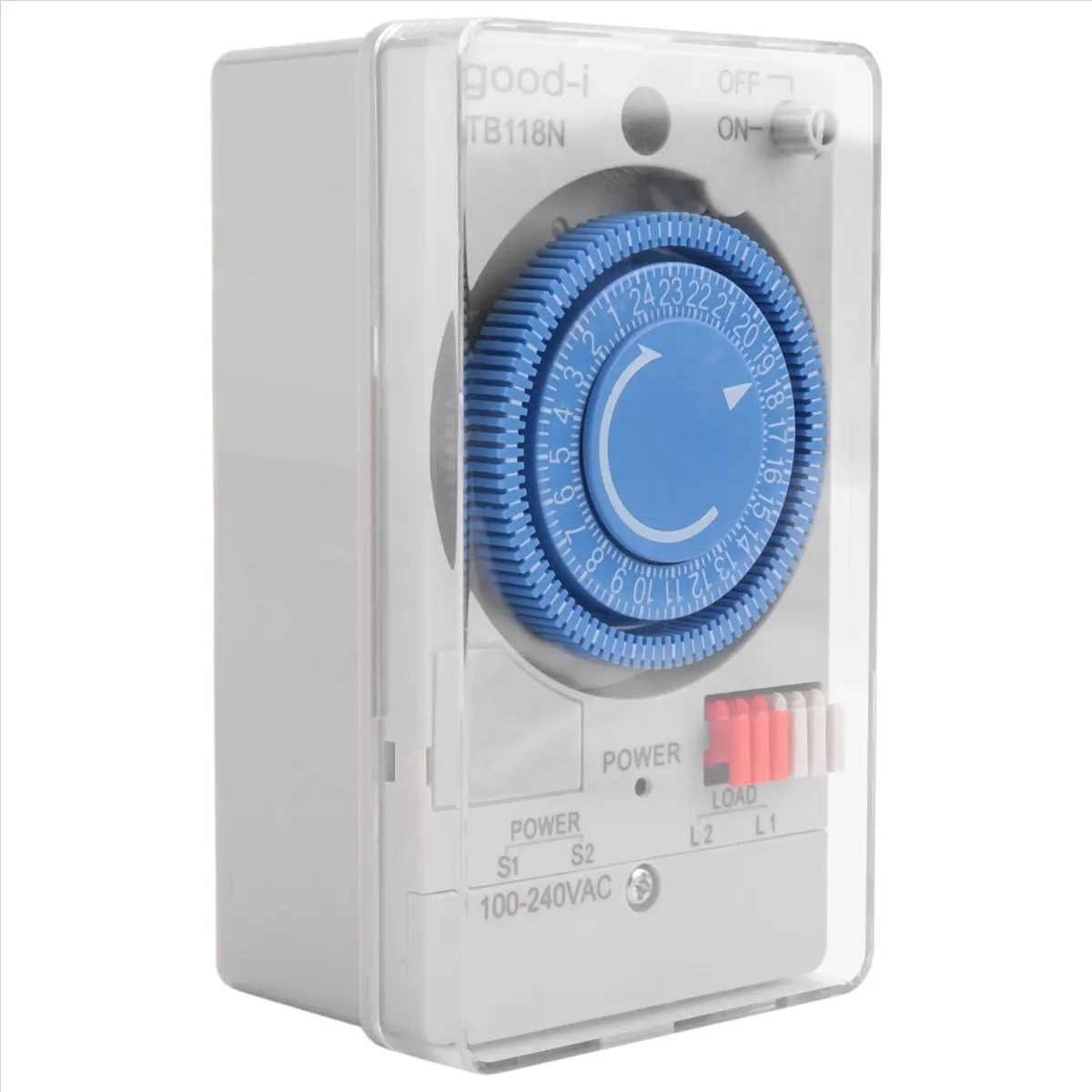 A72Z 100-240VAC 50-60Hz TB118N Din Rail Mechanical Timer Switch Waterproof with Transparent Plastic Protective Cover Battery
