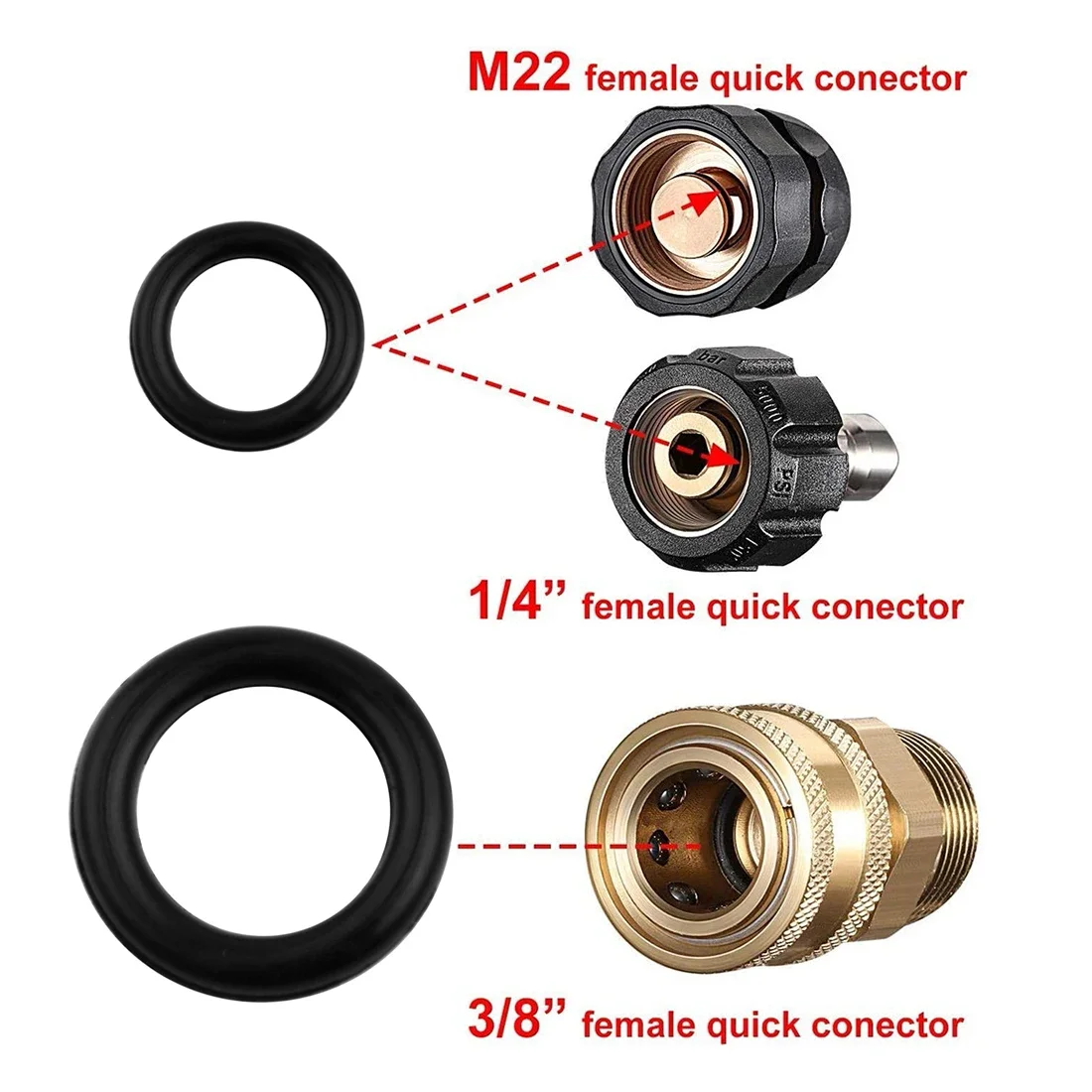 80 pz Gomma O Ring Set Guarnizioni di Tenuta Ad Alta Pressione O-Ring Kit di Riparazione 1/4 M22 3/8 Idropulitrice Tubo Flessibile Raccordi A