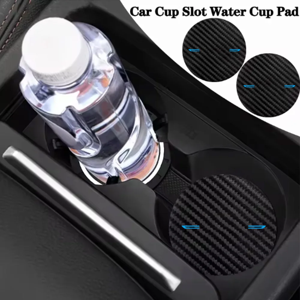 Double-Edged Blue Car Interior Accessories Carbon Fiber Pattern Water Cup Mat Car Accessories Collection Non-Slip Mat Cute Cartoon Storage Slot Decorative Storage Mat