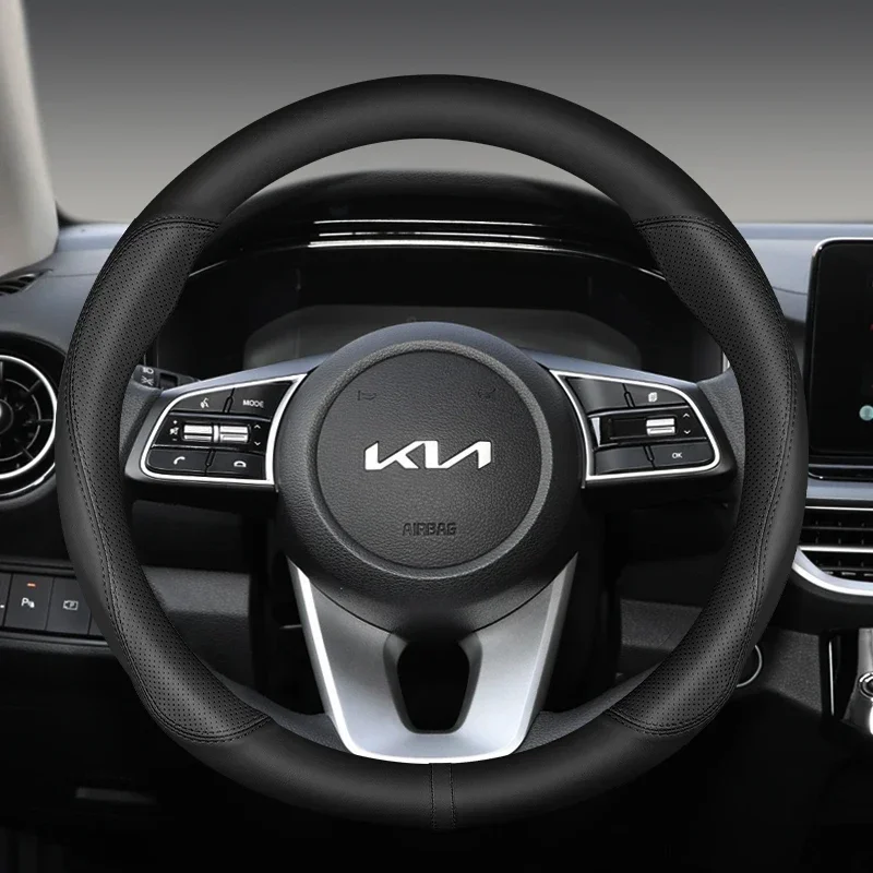 Car Steering Wheel Cover PU Leather D Shape Auto Accessories For Kia Sportage 5 GT-Line 2021 2022 Sportage 2022 2023 37-38cm