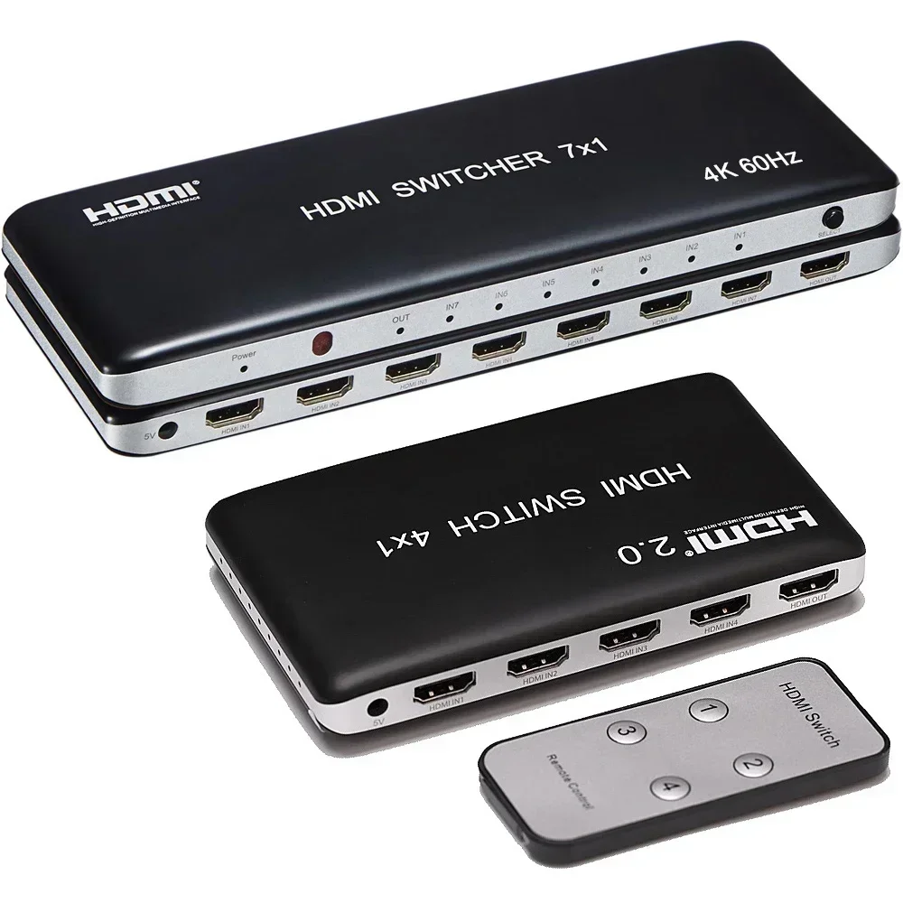

Переключатель HDMI 4K 60 Гц 7x1 4x1 3x1 HDMI 2.0 Переключатель аудио-видео конвертер 7 4 3 в 1 выход для PS3 PS4 DVD Компьютер ПК к ТВ-монитора