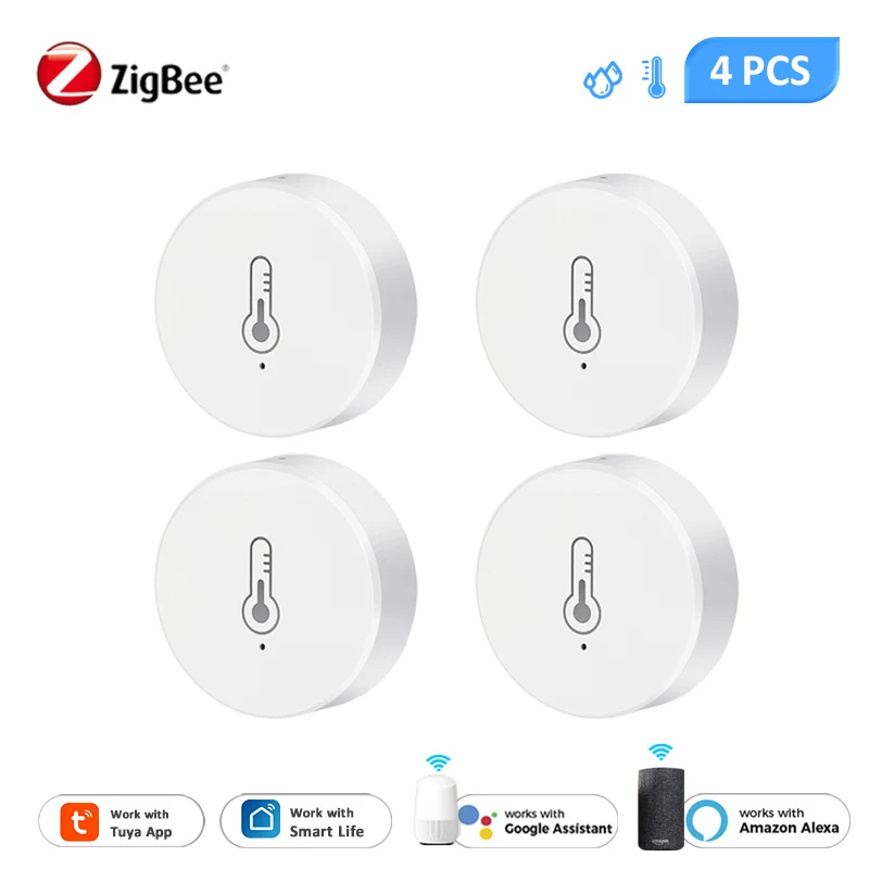 Tuya ZigBee Smart Temperature And Humidity Sensor Battery Powered Smart Home Security Work With Alexa Google Home Smart Life