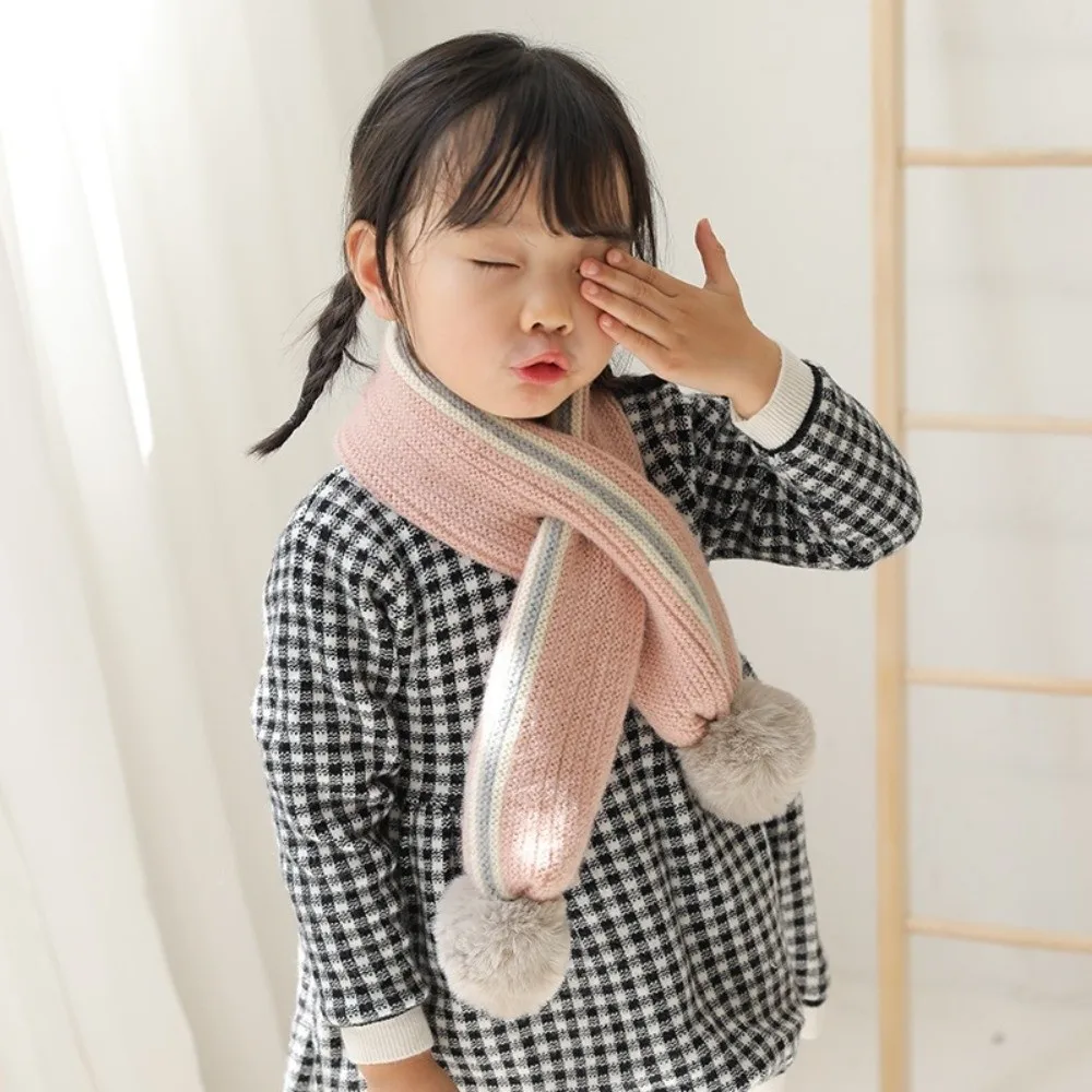 New Windproof Neck Warmer Coldproof Warm Knitted Scarf Knitted Pompom Neckerchief Outdoor Sports