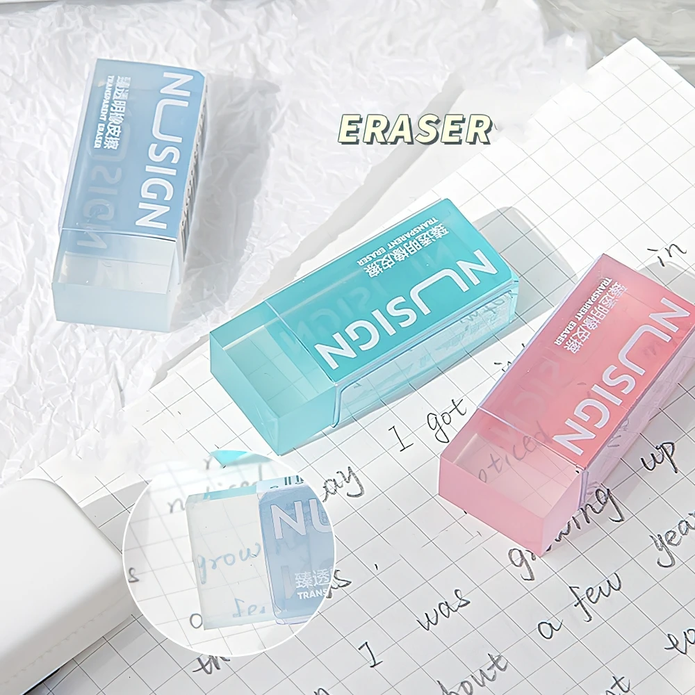 1pcs Clear Eraser High Light Transparent Color Less-dust for Pencil Cleaning Stationery School A7399