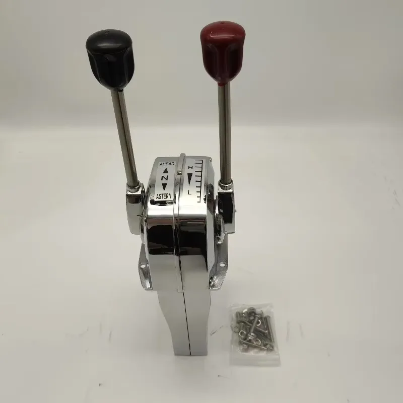 For Yacht Fishing Vessel Hydraulic Engine Speed Stainless Steel Dual Lever Marine Control Head  1pcs