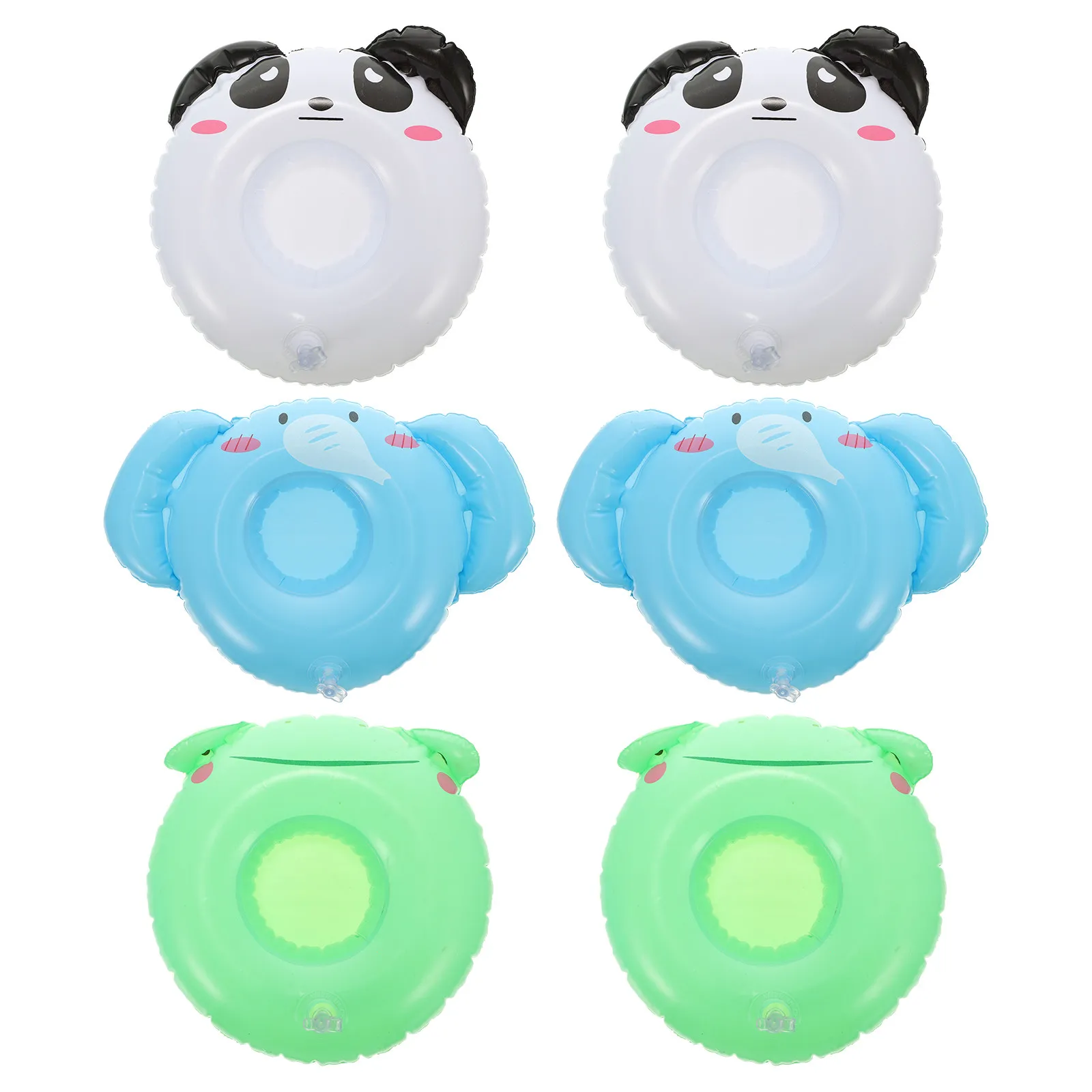 6 szt. Nadmuchiwane uchwyty na napoje w kształcie zwierząt, stabilne w wodzie, idealne na imprezy Hawaii Luau, przy basenie i do zabawy na świeżym powietrzu.