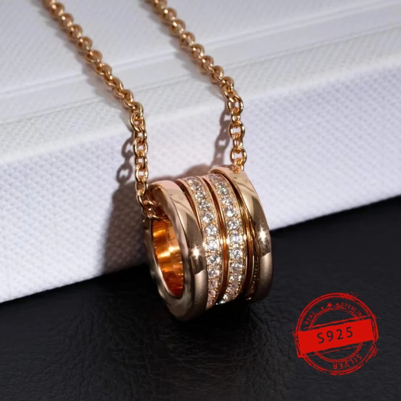 The new 925 sterling silver rose gold diamond decorated women's necklace is simple and fashionable