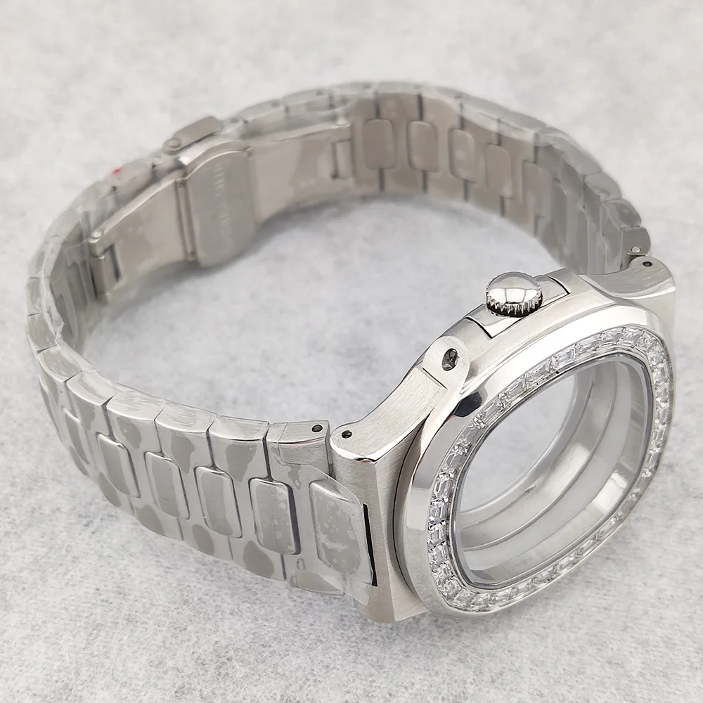 다이아몬드 보석 케이스 NH35 시계 케이스, 스테인레스 스틸 사파이어 유리 케이스, NH35 NH36 무브먼트에 적합, 39mm 케이스