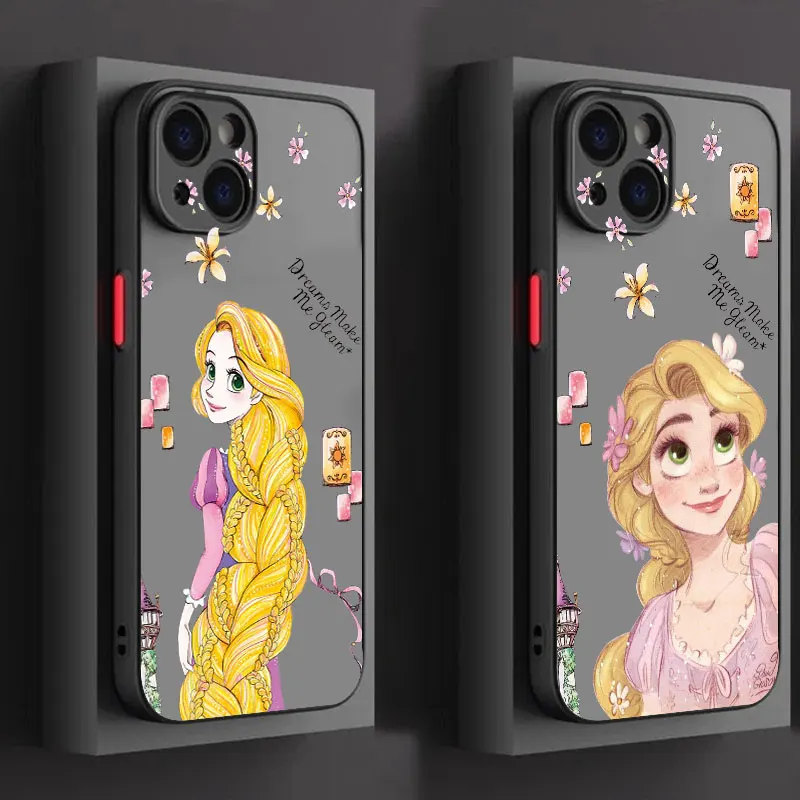 Princess Tangled Rapunzel For iPhone 15 14 13 12 11 Pro Max XS Max X XR 7 8 Plus 6S 5S Frosted Translucent Phone Case