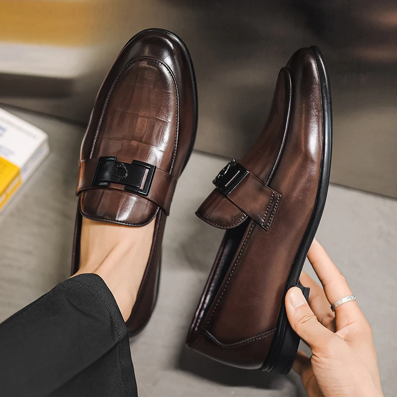 Men Comfortable Simple Loafer Shoes British Fashion Moccasin Shoes Slip On Lazy Casual Business Dress Shoes For Men Fashion