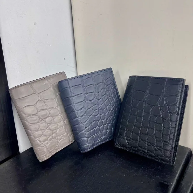 2025 New Matte Crocodile Leather Men's Short Wallet Fashion Genuine Leather Wallets For Man Large Capacity Leisure Money Bag 45