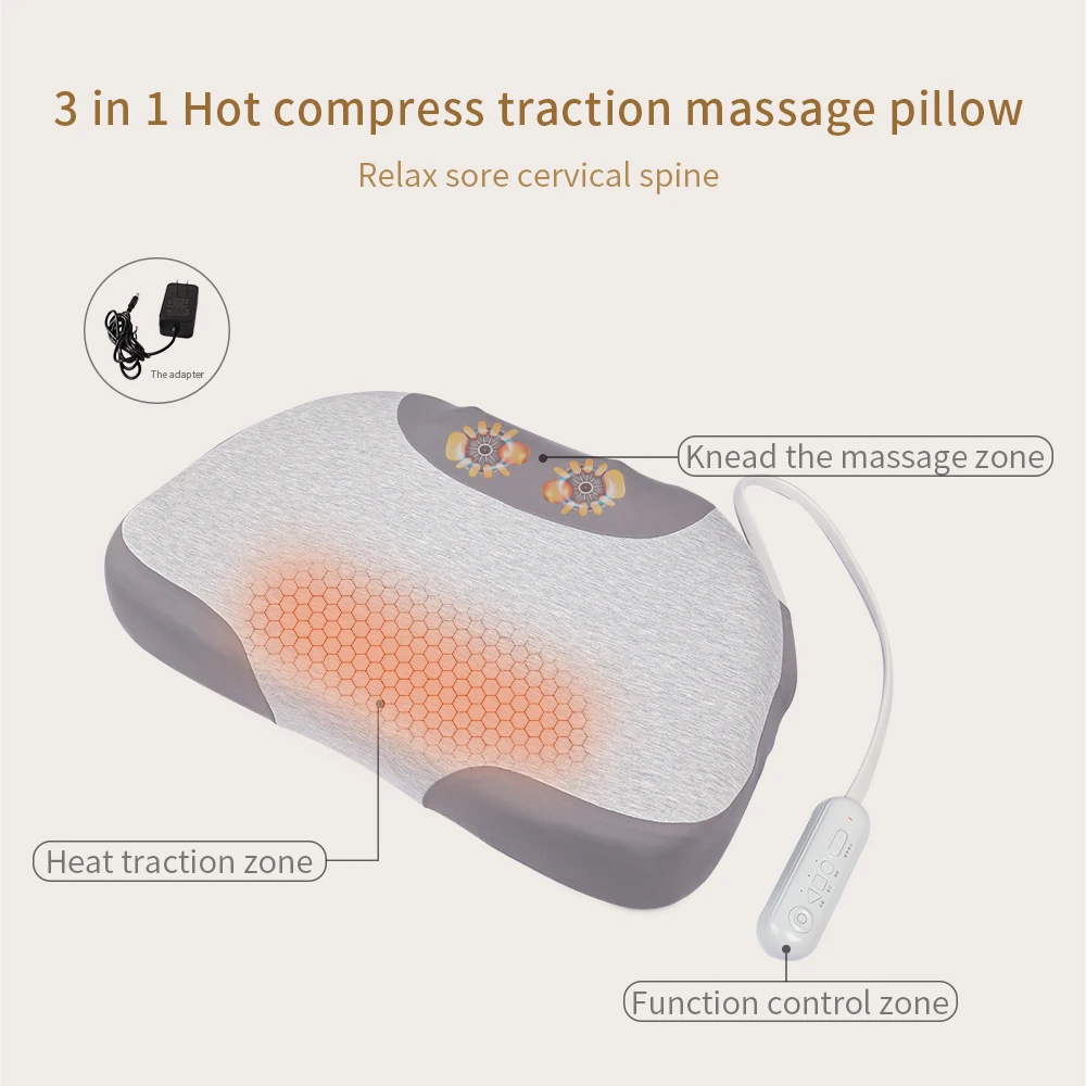 Smart Anti-Snoring Kneading Neck Massage Pillow, Memory Foam, Rechargeable, Home Use, Snore Reducing, 12 Modes