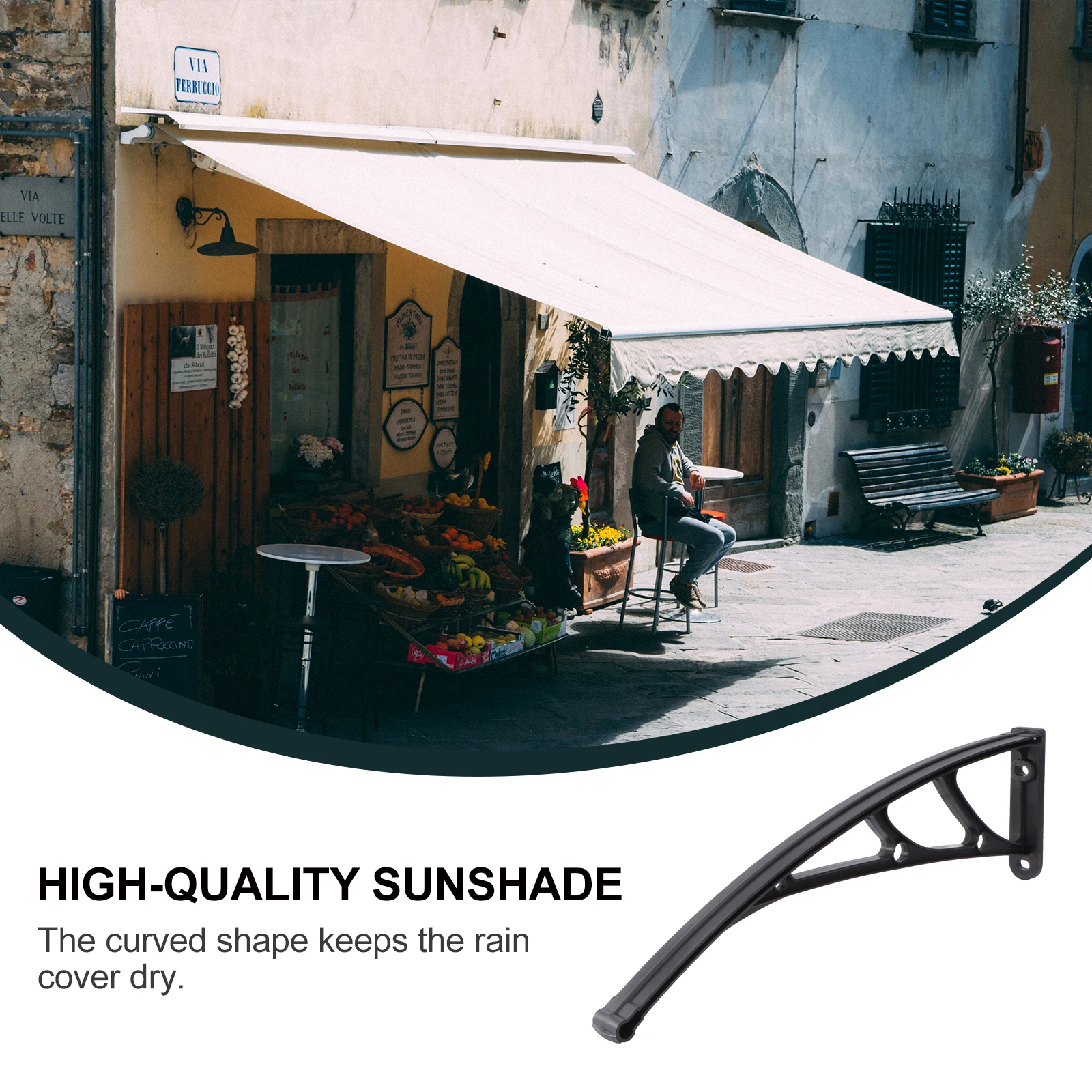 

Outdoor Support Bracket 3Mm Slot Width Black Curved Design For Rain Cover Balcony Holder Durable Easy Install Suitable For