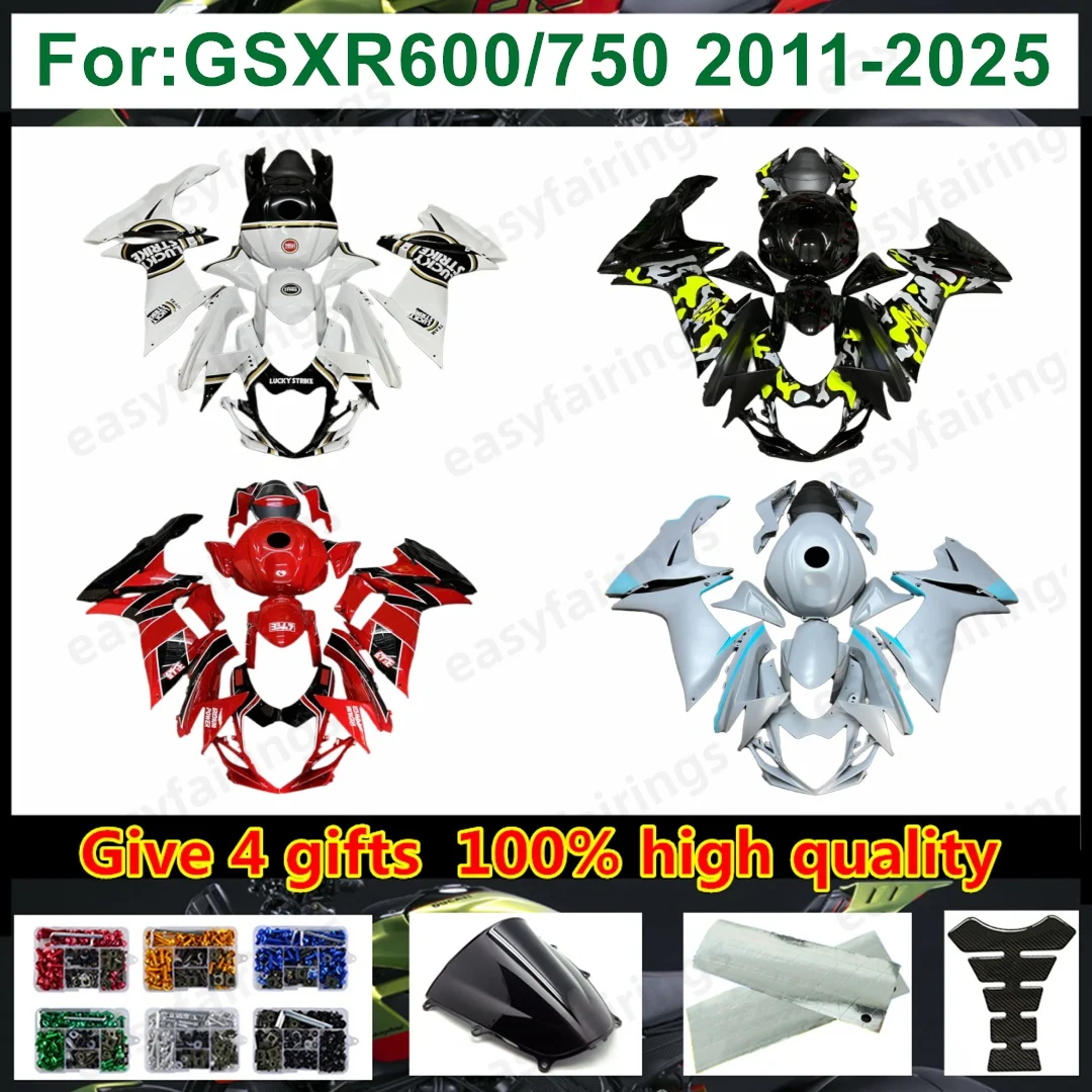 Motorcycle Full Fairing Kit ABS Injection Bodywork For GSXR600 GSXR750 L1‑L16 2011‑2026 Pre‑Drilled Complete Fairings Shell Set