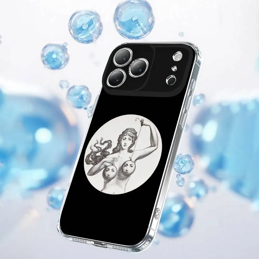 Чехол для телефона P-Piero Face Art F-FornasettiS для iPhone 17,16,15,14,13,12,11 Plus,Pro,Max,Plus,E,SE4,Air,Mini Transparent