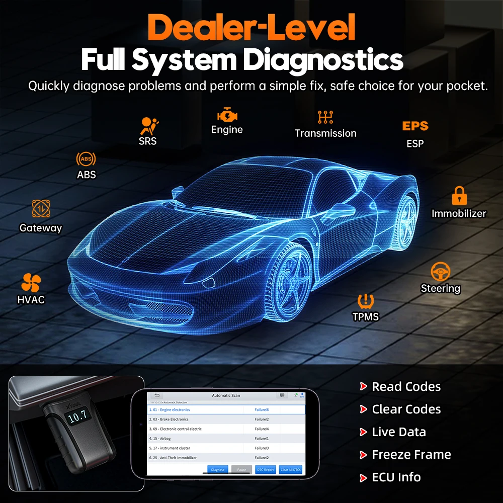 XTOOL Anyscan A30 OBD2 Bluetooth Diagnostic Tools Automotive Scanner With Life time Free Update Bi-directional Built-in CAN FD