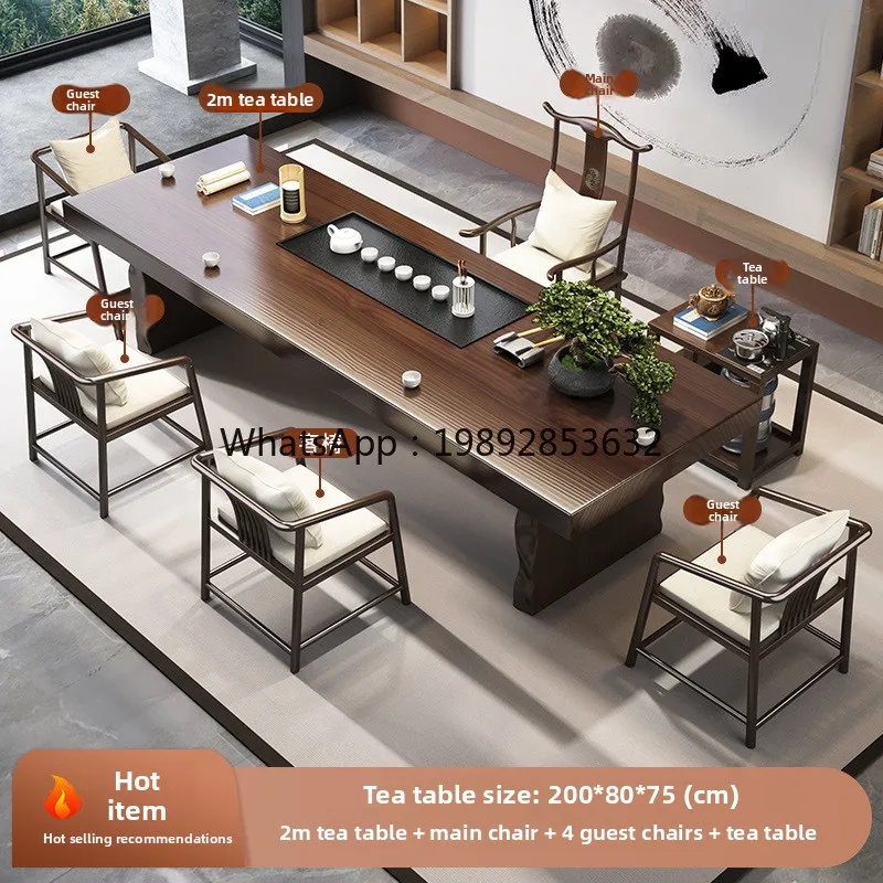 YFY New Chinese Style Solid Wood Tea Table for Home Living Room Large Tea Table for Brewing Tea Office