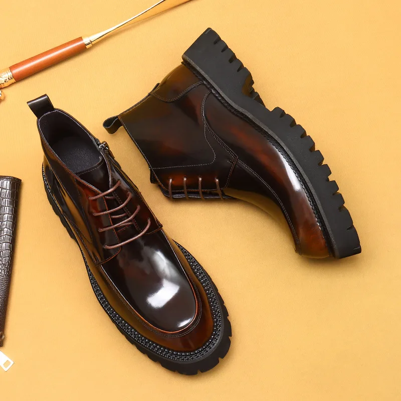 Imagen 3: Botas de Invierno de Nueva Llegada, Botas de Cuero con Cremallera para Hombre, Zapatos para Hombre