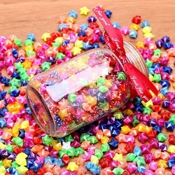 100pcs luminous plastic Origami Paper Star Lucky Colorful Star Folding Plastic Star Decoration Origami DIY Gift Crafting Supplie