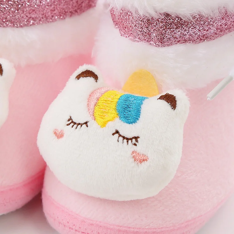 Newborn Baby Boots Shoes Cute Cartoon Boy Girl Toddler Winter Plush Snow Booties Warm Infant Crib Shoes