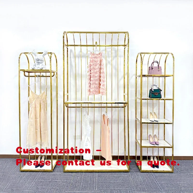 

Популярная винтажная вешалка для одежды из блестящего золотистого металла для бутиков и магазинов одежды