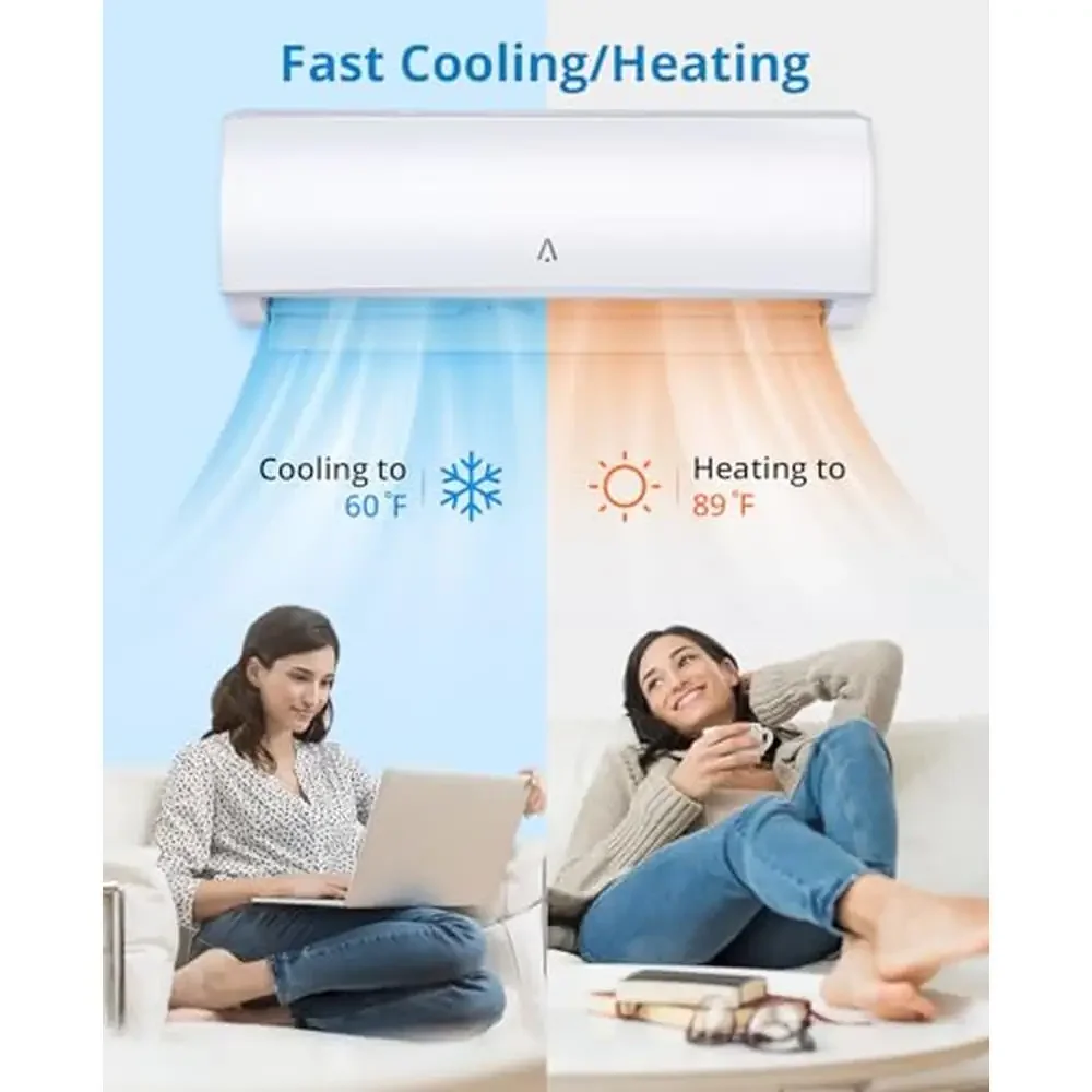 Smart Mini Split Air Conditioner 9000 BTU Energy Saving Inverter Compressor WiFi Enabled Cooling Heating System Auto Clean