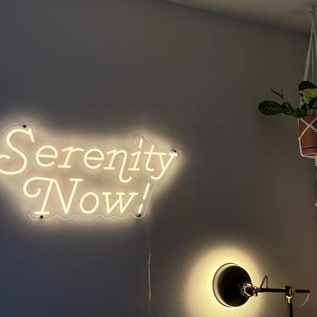 

Неоновая вывеска Serenity Now, светодиодная неоновая вывеска с забавной цитатой, подарок для фанатов Seinfeld, неоновый декор в стиле ТВ-шоу, неоновый декор в стиле ретро