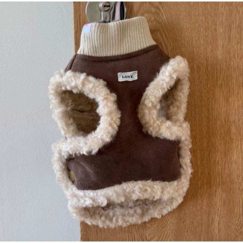 Warmer Winter-Hundemantel für kleine Hunde, Pufferjacke für Teddy, Bichon, Pommersche, Schnauzer, Plüsch, dicke Haustierkleidung mit Gurtloch – Detail 5