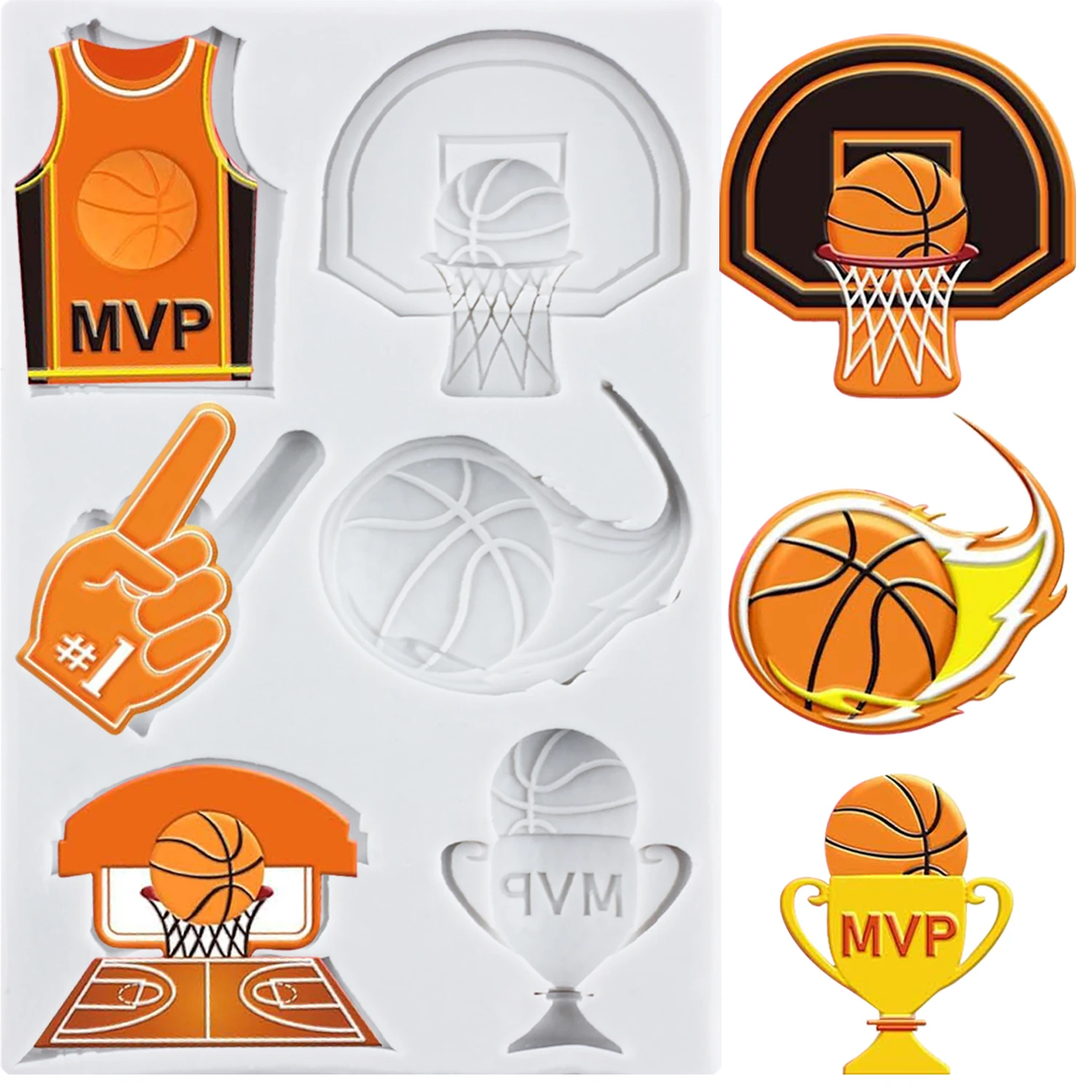 Basketball Silicone Molds Basketball Jersey Trophy Fondant Cake Decorating Tools Cupcake Topper Chocolate Candy Resin Mold