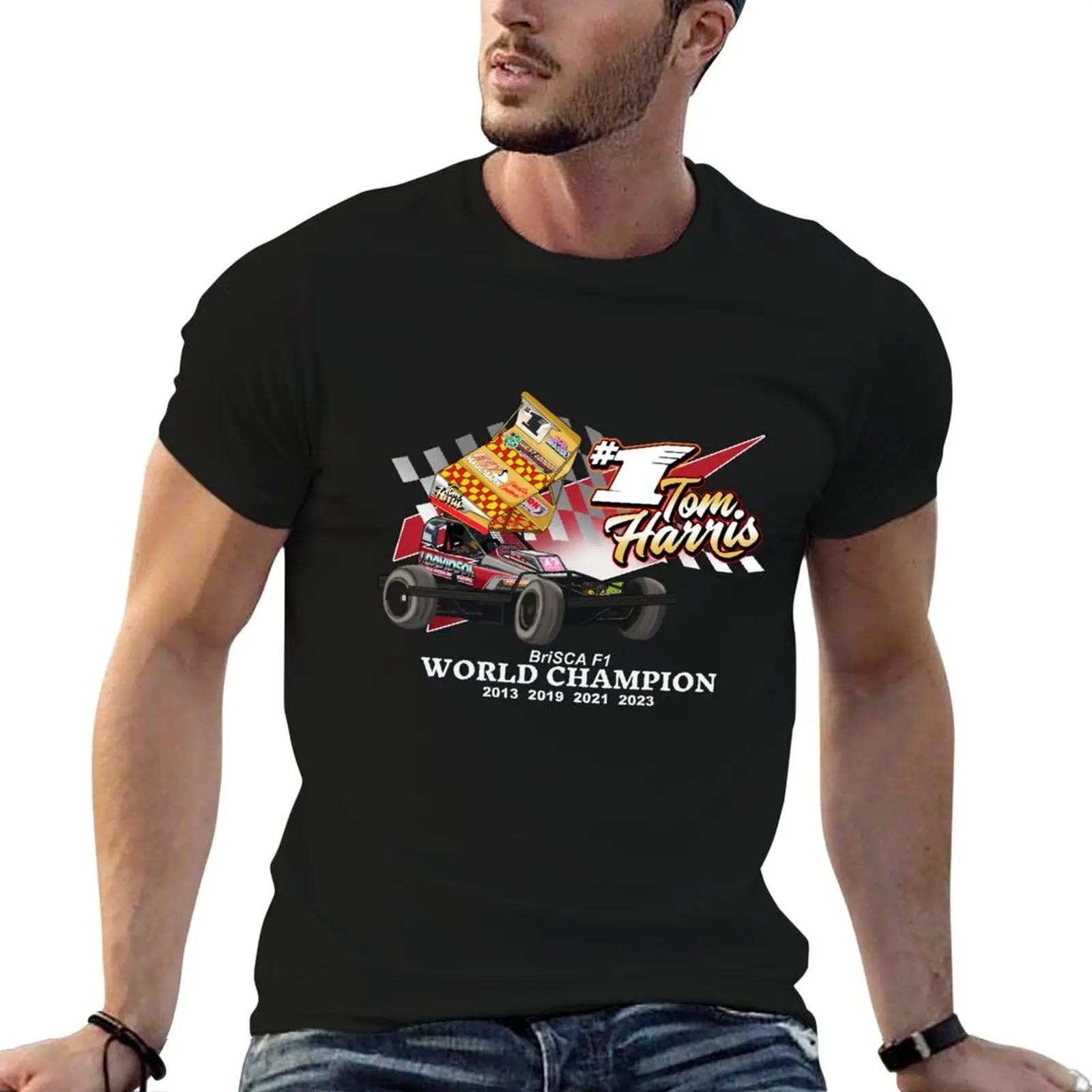 1 Tom Harris Brisca Stock Car 2021 Gold & Euro Champ roof T-Shirt Big and Tall Basic Tee Shirt