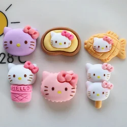 Resin Cartoon Bow Cat Popsicle Flatback Cabochon Stone Figurines Appliques Home Decor Crafts 10pcs DIY Scrapbook