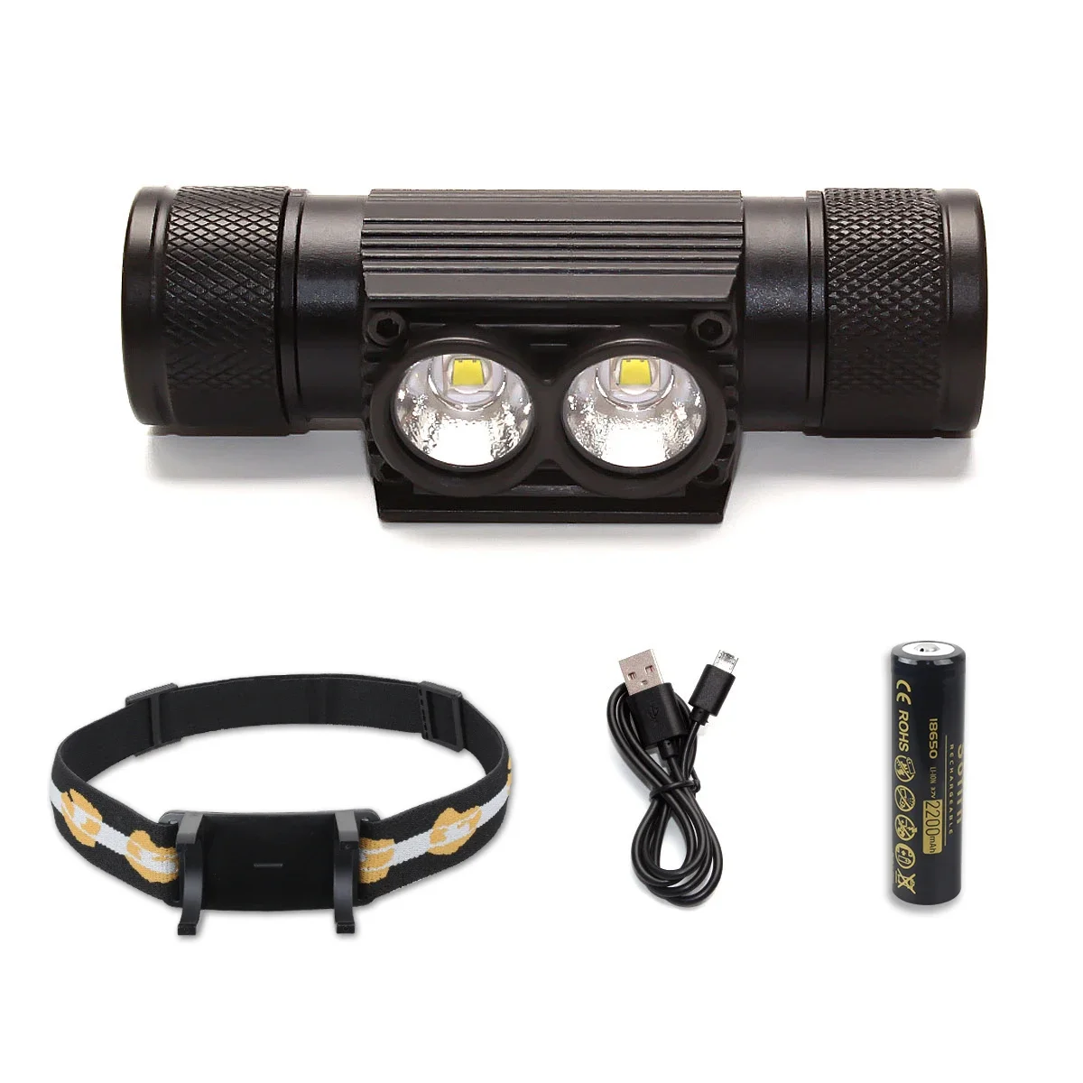 H25L USB Type C Rechargeable Headlamp 18650 Head Light Dual LH351D 1200LM 90CRI 5000K