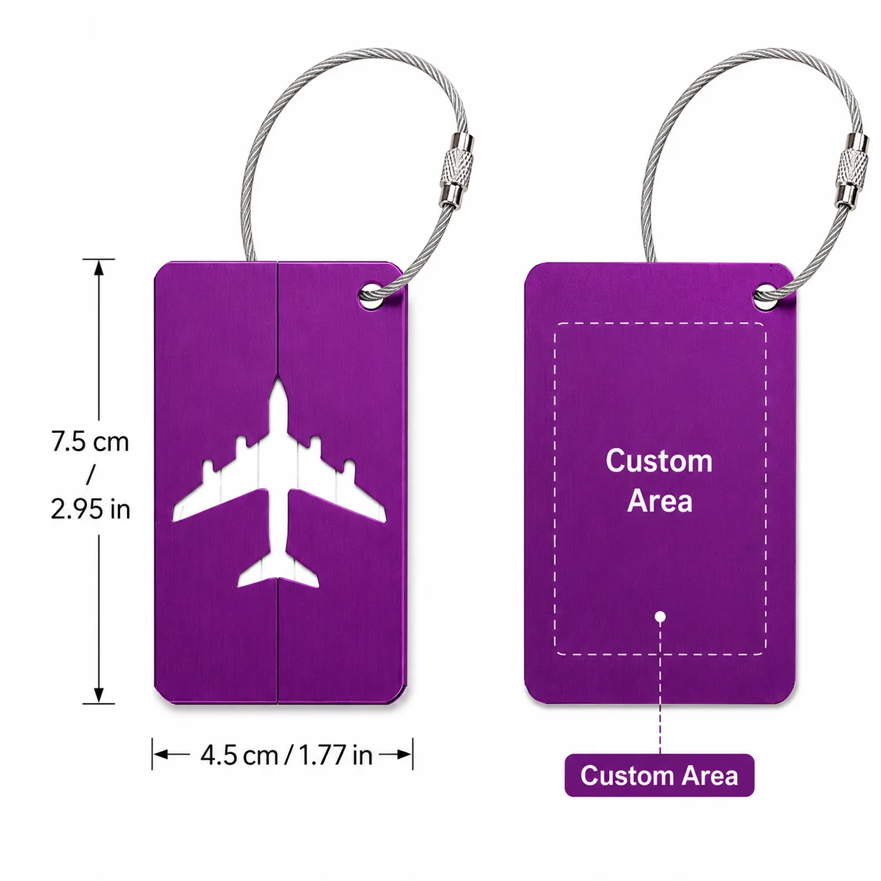 Custom Metal Luggage Tag Aluminum Alloy Travel Suitcase Name ID Label Personalized Gift with Steel Wire Rope Loop Address Card