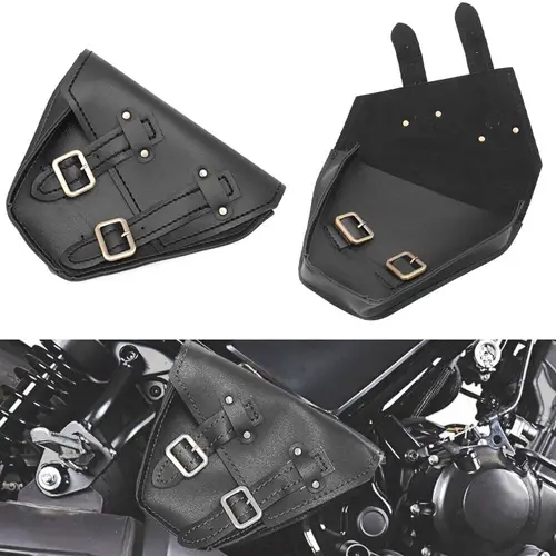 Imagen 1 del producto 1 par de bolsas de sillín laterales de cuero negro para motocicleta para Honda Rebel CMX 300 500 y modelos ABS 2017-2022