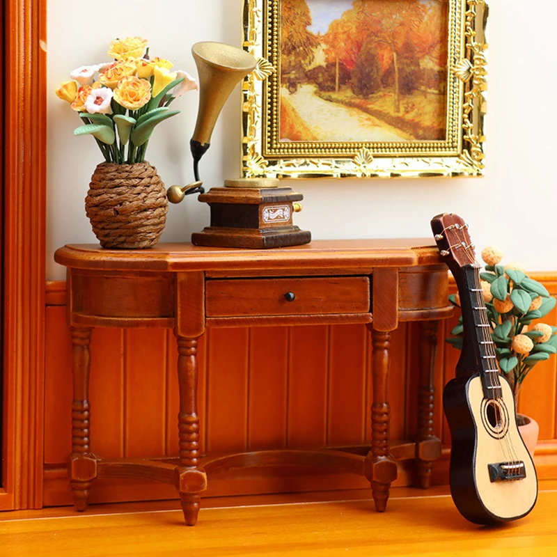 1:12 Dollhouse Miniature Retro Half-side Table Sideboard Furniture Home Model Decor Toy Doll House Accessories