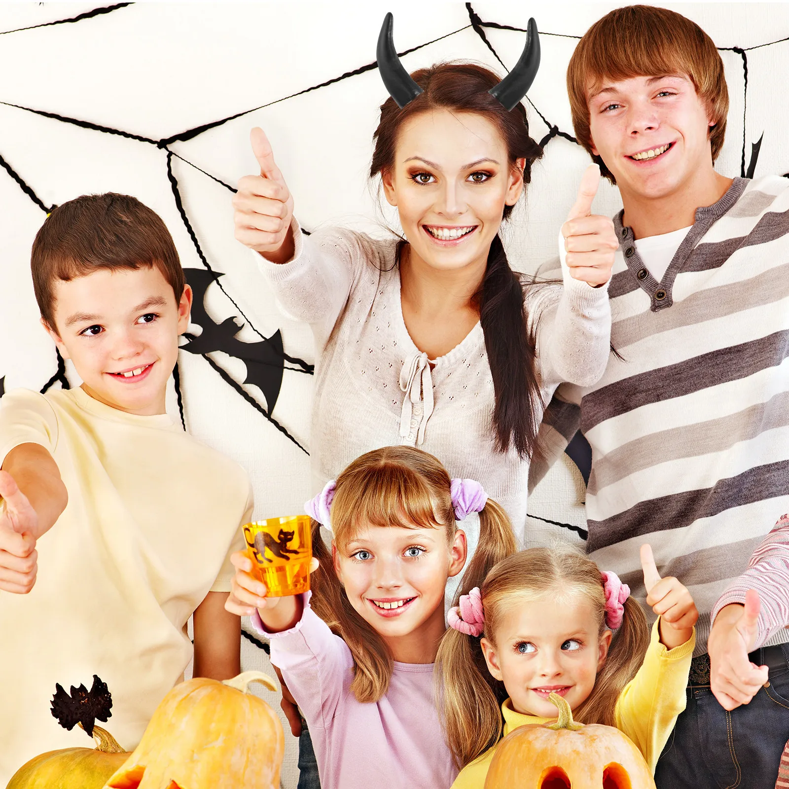 1 زوج تقليد قرون الثور هالوين عقال DIY بها بنفسك الثور القرن الشعر التبعي هالوين زي تأثيري ديكور الحفلات #3