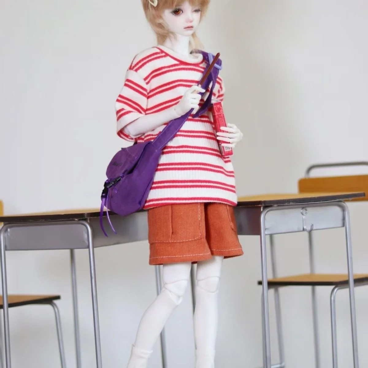 BJD doll clothes suitable for 1/4 size mddmsd Cute  Tops pants backpack clothing set doll accessories (3 points)