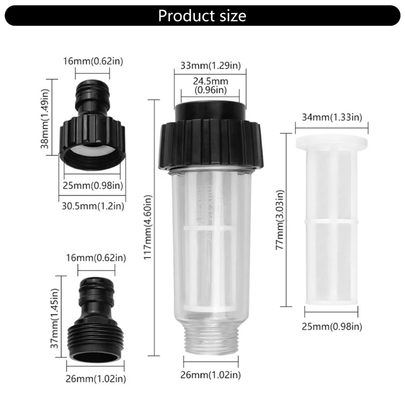 Filtro água para lavadora carro 3/4 ''Acessórios filtro para lavadora pressão 517A