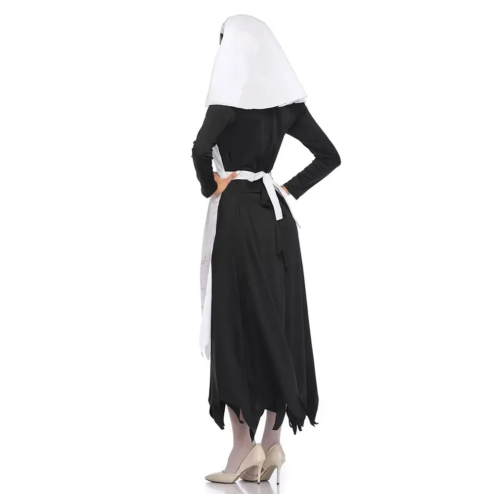 Horror Bloody Nun Kostuum Cosplay Enge Vrouwen Halloween Party Fancy Dress