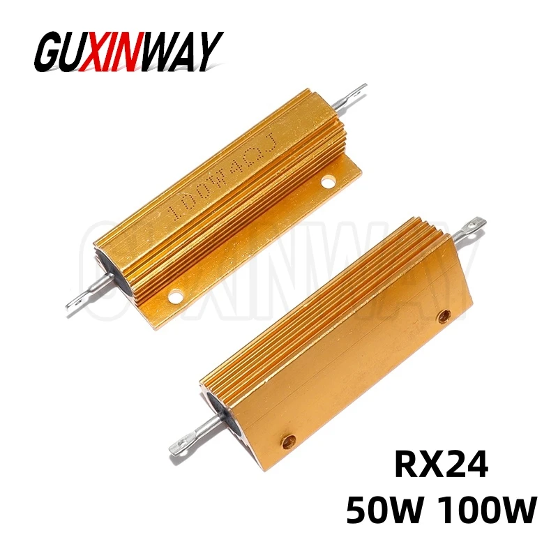 1 قطعة RX24 50 واط 100 واط الألومنيوم الطاقة معدن شل حالة Wirewound المقاوم 0.01R ~ 100 كيلو 1 4 6 8 10 20 200 500 1 كيلو 10 كيلو أوم #1