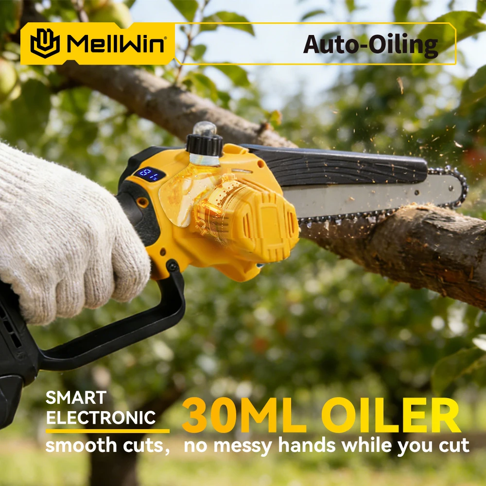MELLWIN Electric Pruning Saw 8 Inch Brushless Automatic Oiler Garden Wood Cutting Logging Saw Tool for Makita 18V Battery Pin - Image 4