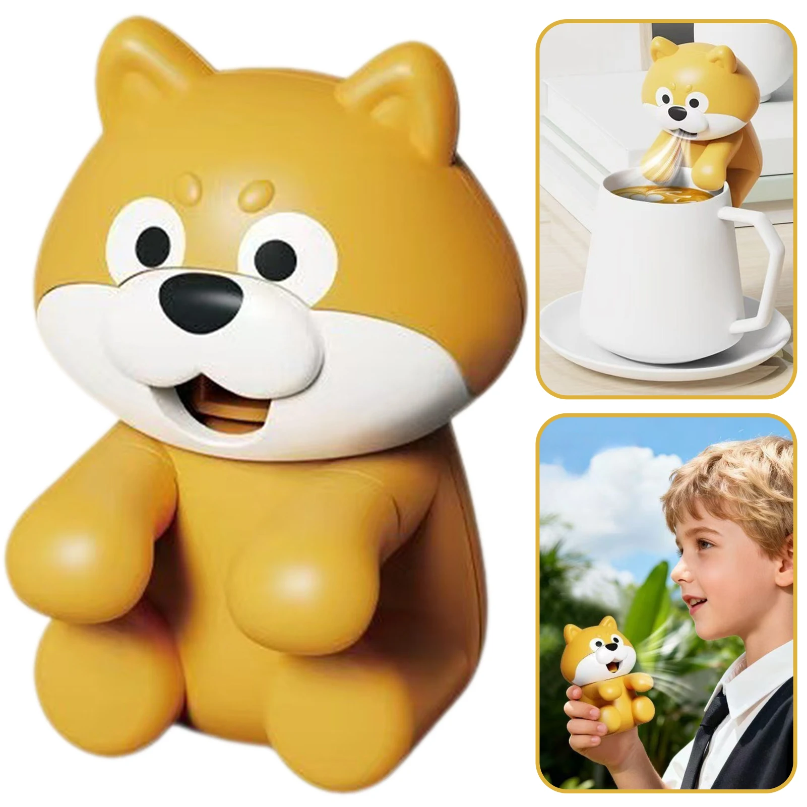 

Мини-клипса для чашки вентилятора, чаша с воздушным обдувом, охлаждающая насадка в форме собаки, милый мультяшный дизайн, охладитель еды, робот, подарок для детей