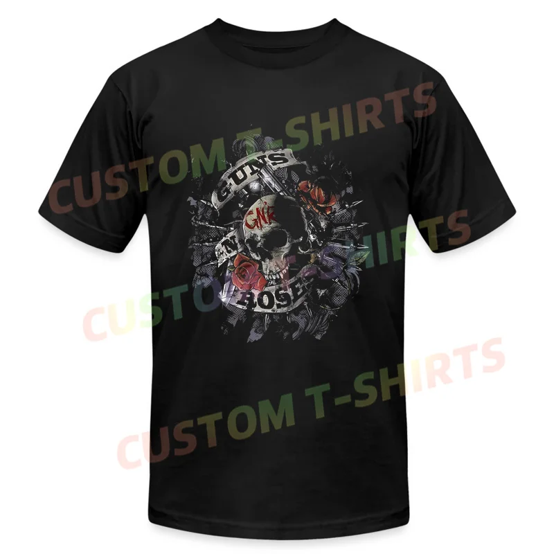 

2024 Men Guns N Roses Skull and Pistols Slash Rock Official T-shirt Casual T Shirt Graphic Summer Short Sleeve 100% Cotton S-3XL